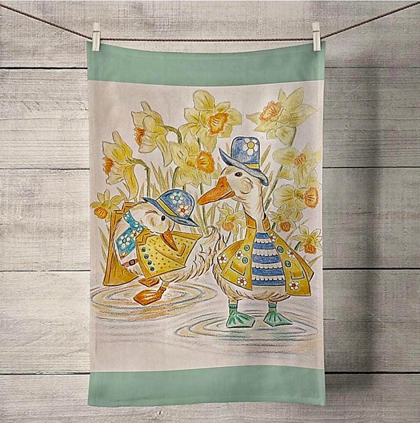 Daffodil Ducks teatowel